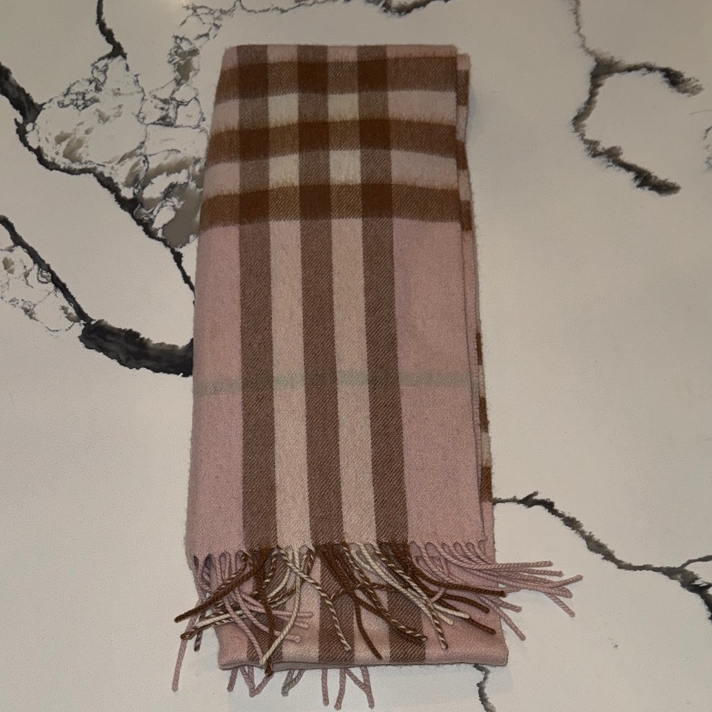 Burberry baby pink camel brown Plaid Scarf